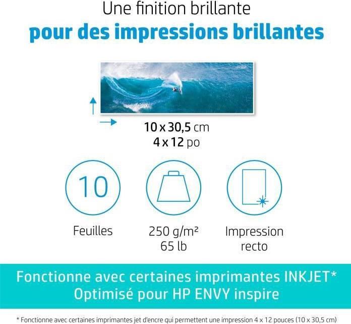 Image du produit HP Advanced Photo Paper 10 feuilles (250 g/m², 101 x 305 mm, 10 x)