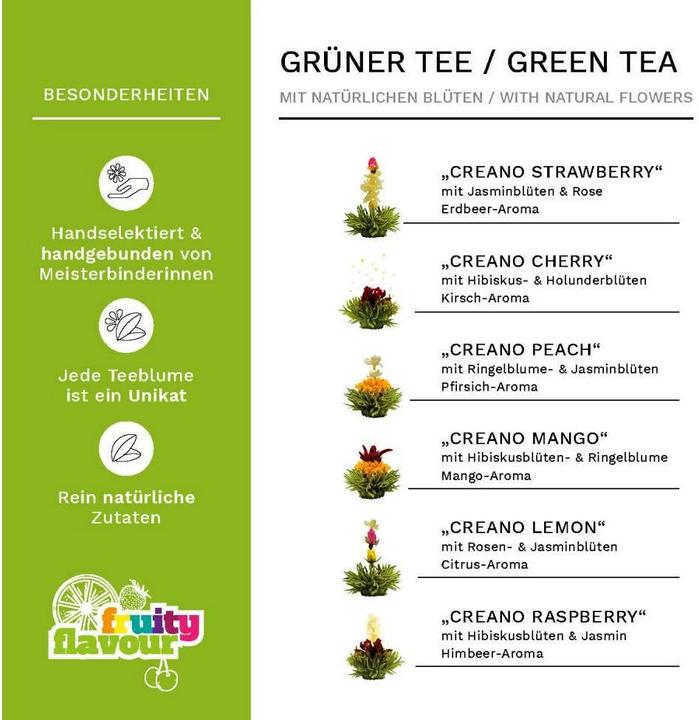 Nutritional values and ingredients Creano Blossoming tea (100 g)