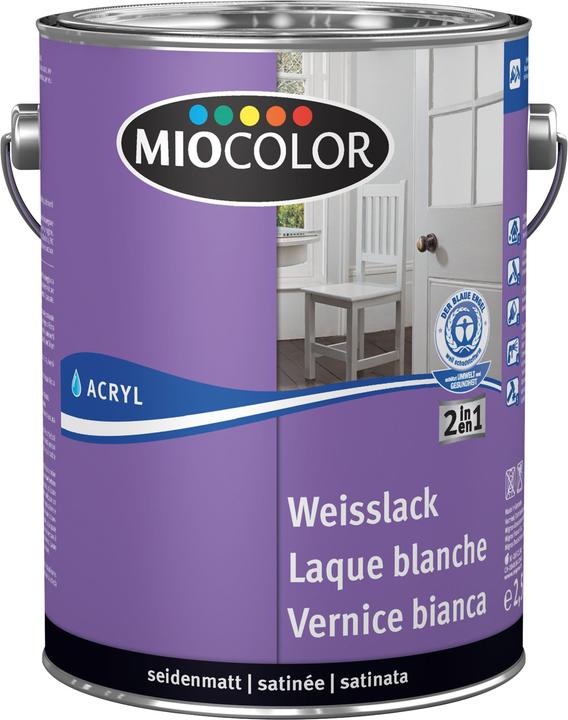 Image du produit Miocolor Laque acrylique blanche mate soyeuse (Blanc, 2.50 l)