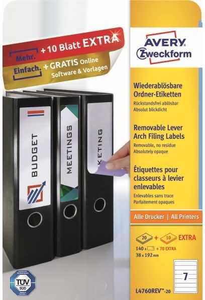 Produktbild Avery Ordner-Etiketten, ablösbar