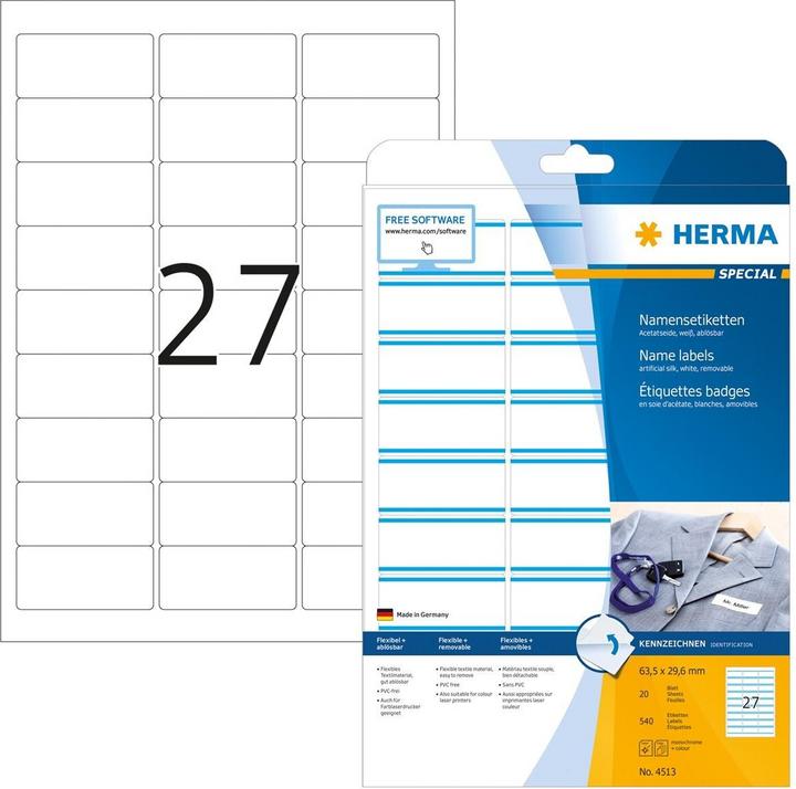 Actual product image Herma A4 removable name labels