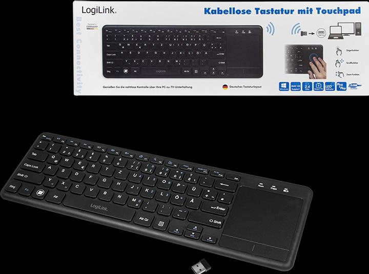 Produktbild LogiLink Tastatur Wireless mit Touchpad, 2,4 GHz, schwarz (DE, Kabellos)