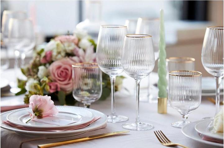 Actual product image Lyngby 30 cl - Glass - Clear/goulded edge (30 cl, 4 Glasses, Wine glasses set)