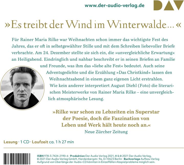 Produktbild Weihnachten mit Rilke (Rainer Maria Rilke, August Diehl, Deutsch)