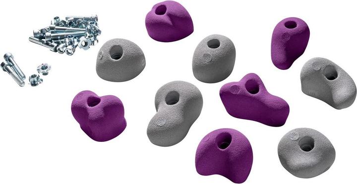 Produktbild Kletterbude Klettergriffe für Kinder Komplettset StarterKids Sprösslinge, made in Germany (Violett-Grau)