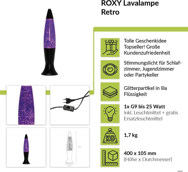 Actual product image Licht-Erlebnisse Lava lamp Roxy (210 lm, G9)