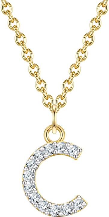 Glanzstücke München Damen Buchstabe C Sterling Silber Zirkonia Gelbgold 45,0 cm Basiskette + 5,0 cm Verlängerung - 32150 (Sterling Silber, 40 - 45 cm)