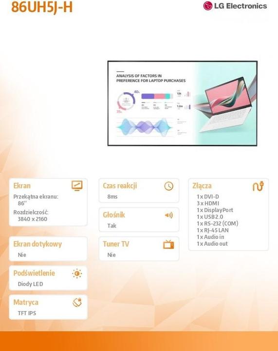 Produktbild LG 86UH5J-H (3840 x 2160 Pixel, 86")