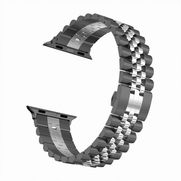 Produktbild Cover-Discount Apple Watch 42 / 44mm - Edelstahl Armband Maschen schwarz-silber (42 mm, 44 mm, Edelstahl)