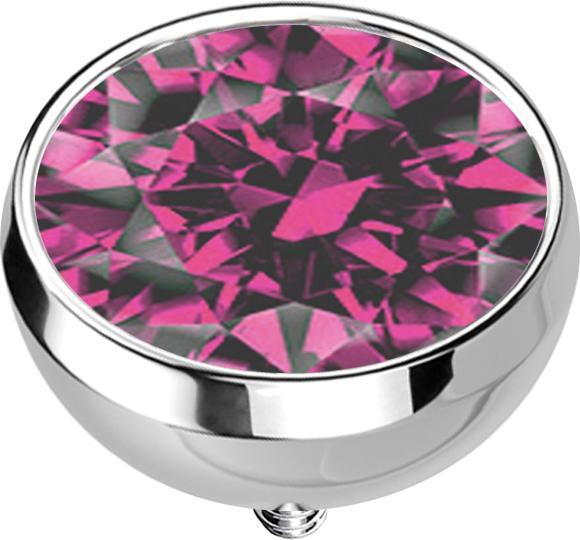 Actual product image Star Piercing Dermal Anchor hemisphere silver with crystal pink (without brass, Surgical steel 316L)