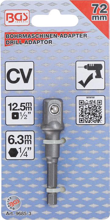 Immagine prodotto BGS Adattatore per trapano attacco esagono esterno 6,3 mm (1/4") / esagono interno 12,5 mm (1/2")