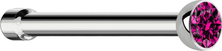 Star Piercing Nasenstecker gerade silber mit Kristall fuchsia (Titan G23, ohne Messing)