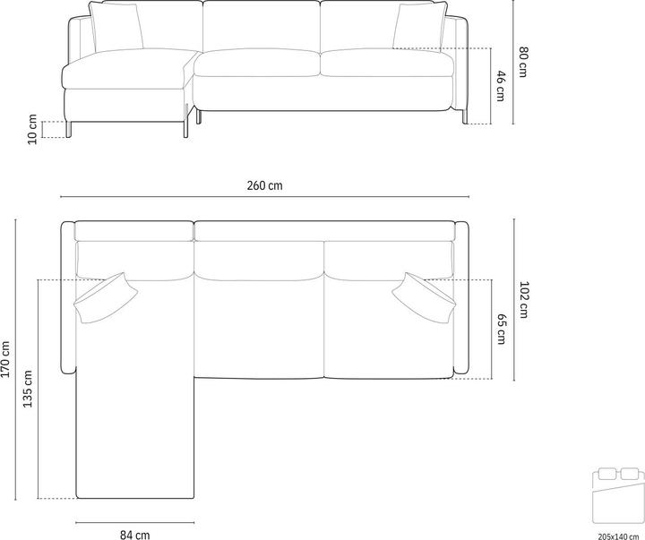 Actual product image Micadoni Left Corner Sofa With Bed Function And Box, "Gloria", 4 Seats, 260x170x80Made in Europe (Corner sofa)