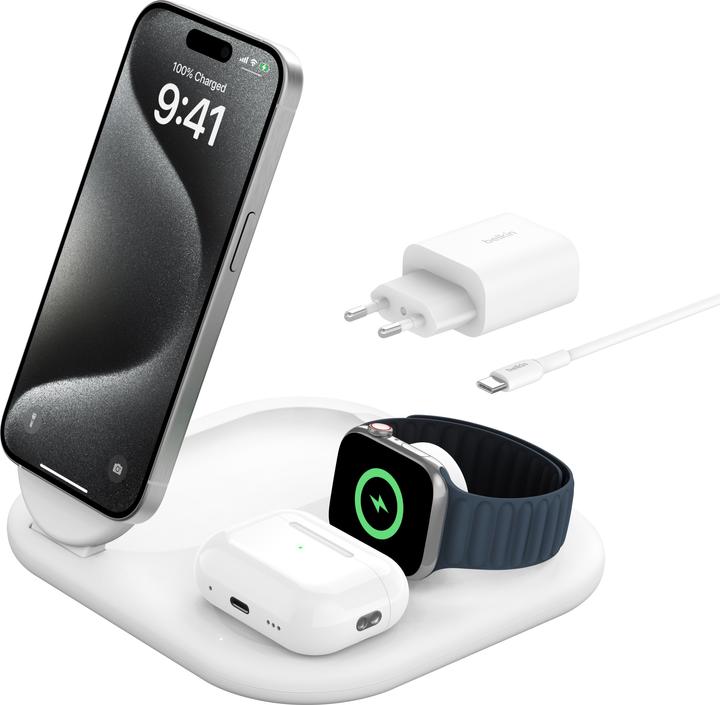 Belkin Station de charge BoostCharge 3-en-1 Qi2 (15 W)