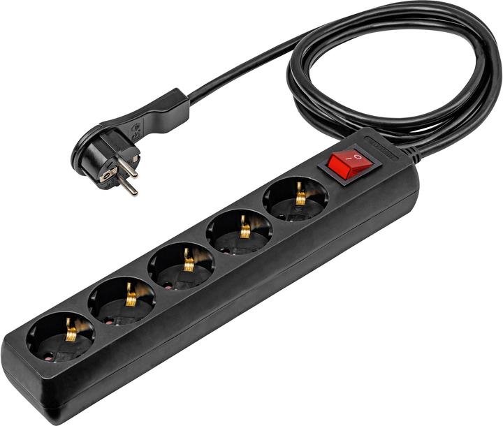 Produktbild As - Schwabe Steckdosenleiste mit Flachstecker (5 x, CEE 7/3, 2 m)