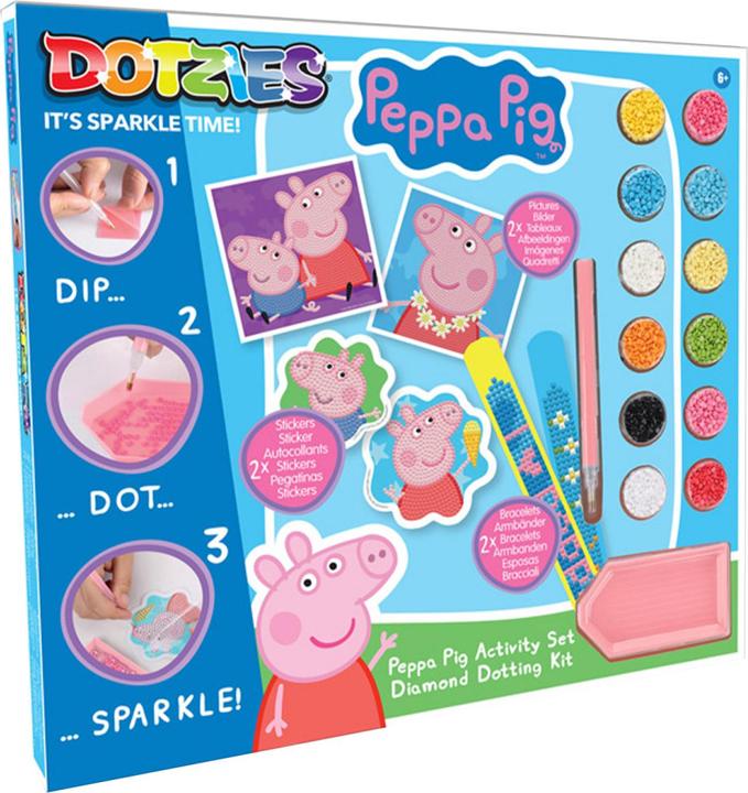 Productafbeelding Diamond Dotz DOTZIES® Original Diamond Painting Set Peppa Pig met 6 motieven: 2 plaatjes 15 x 15 cm, 2