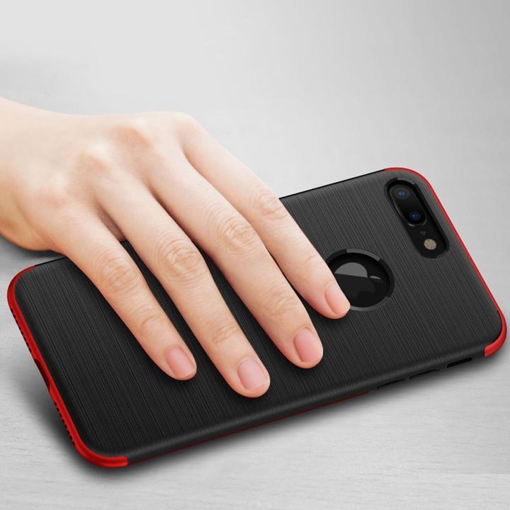 Produktbild König Design Apple iPhone 7 Plus Hülle Case Handy Cover Schutz Tasche Schutzhülle Carbon Rot (Apple iPhone 7 Plus)