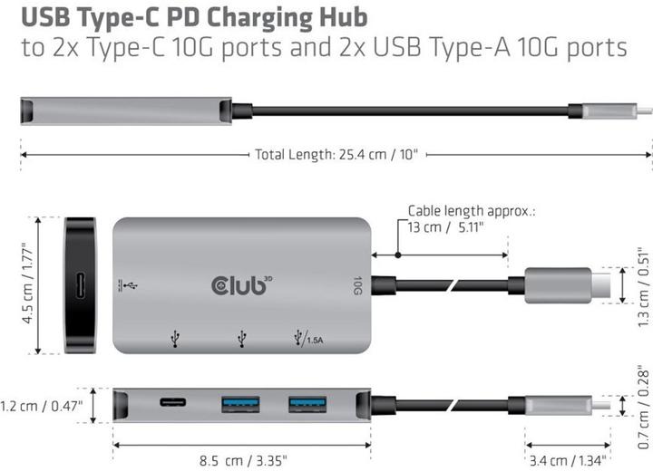 Produktbild Club 3D CSV-1543 (USB-C, 4 Ports)