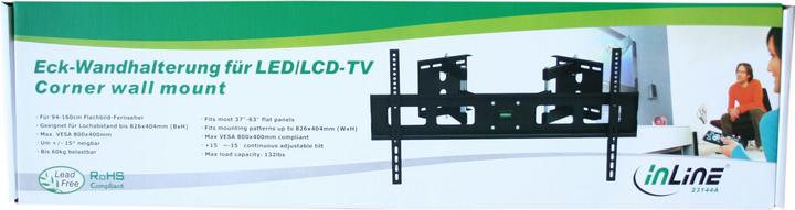 Image du produit InLine Support mural d'angle, 94-160cm (37-63 pouces) (Mur, 63", 60 kg)