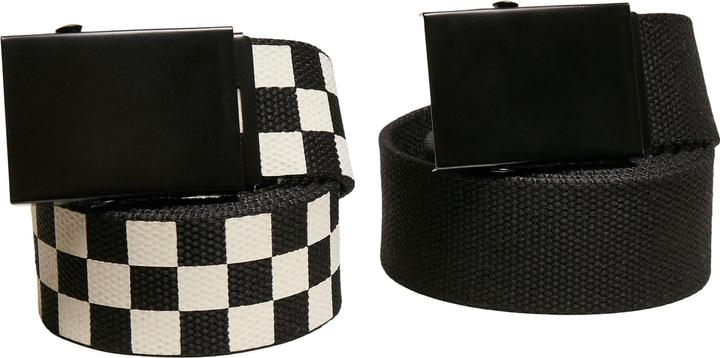 Urban Classics Check And Solid Canvas Belt 2-Pack