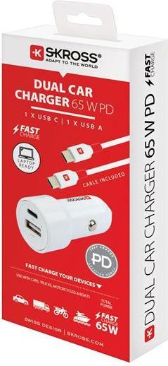 Immagine prodotto Peter Jäckel SKROSS Caricatore da auto doppio USB PD 65W Bianco
