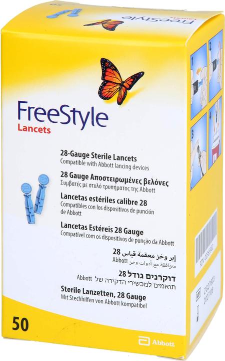 Actual product image AMO FreeStyle sterile lancets, 28 gauge compatible with Abbott lancing devices, 50 pcs. Accessories (Lancets)