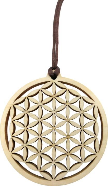 Produktbild ZirbenFamilie Zirben-Anhänger "Blume des Lebens" inkl. Zirbenölspray (7 cm)
