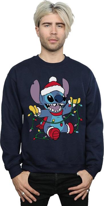 Actual product image Disney Mens Lilo And Stitch Christmas Lights Sweatshirt (M)
