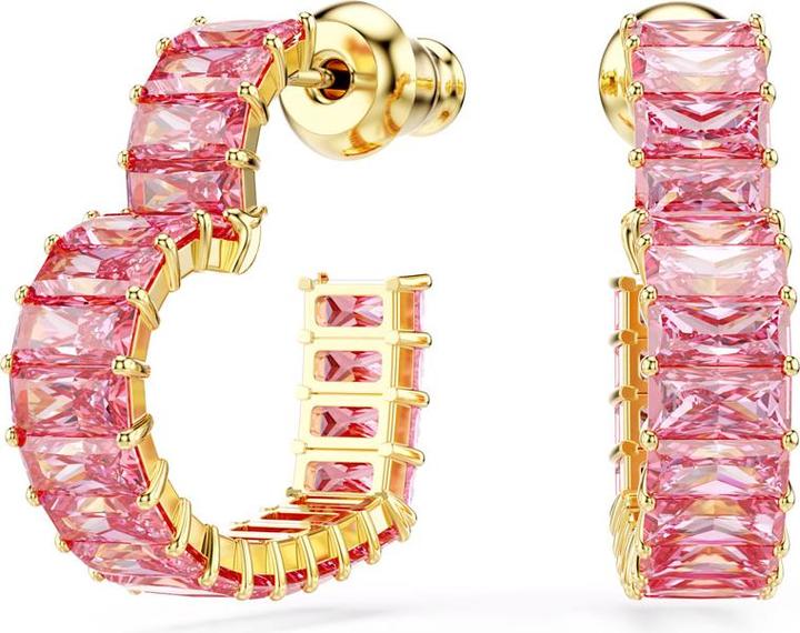 Produktbild Swarovski Matrix Kreolen Baguette Schliff Herz Klein Rosa Gold (Swarovski Metall)