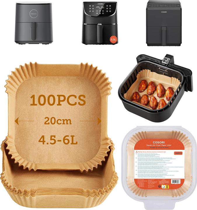 Actual product image Cosori Paper inserts for hot air fryers CLR-R601