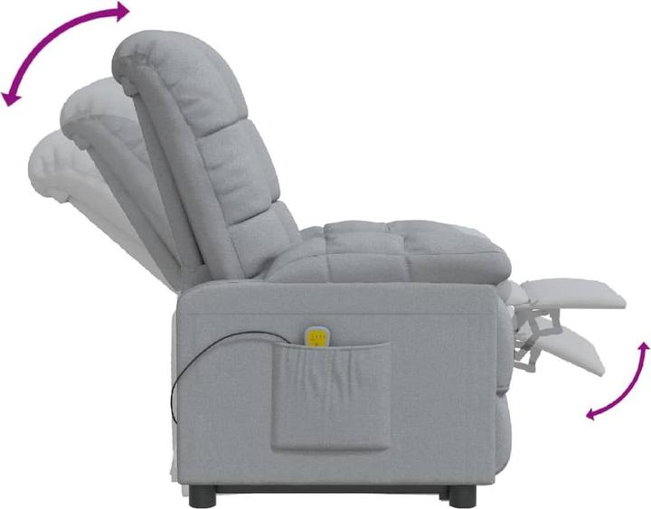 Actual product image VidaXL Massage armchair TV armchair Relax armchair Recliner armchair Light grey fabric