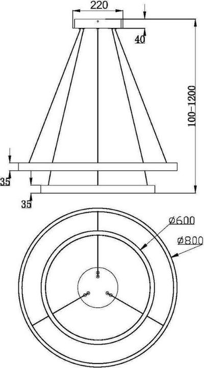 Immagine prodotto Maytoni Lampada a sospensione Rim LED, luce a sospensione 2x 88W ottone 85Ra bianco caldo (2600 lm)