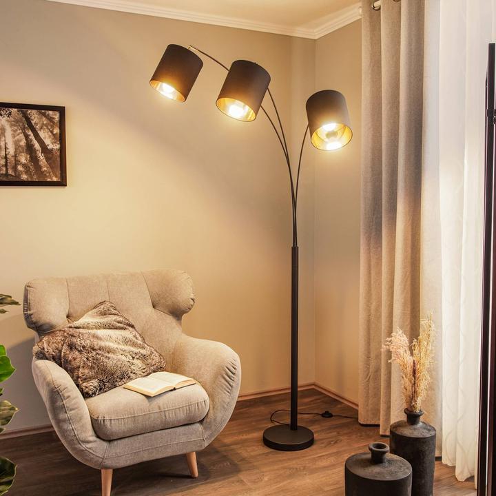 Actual product image Lindby Nanika floor lamp, black/gold (E27)