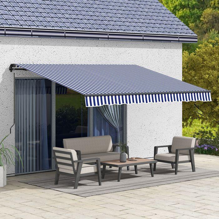 Actual product image Swisshandel24 3.5x3 m awning wall-mounted balcony awning with hand crank, sun protection, sun canopy aluminium (2.90 m)