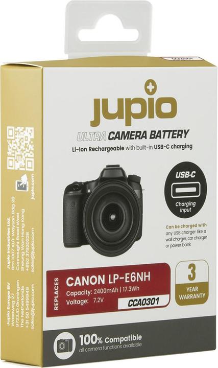 Immagine prodotto Jupio LP-E6NH Ultra C (ingresso USB-C) 2400mAh (Accumulatore di carica elettrica)