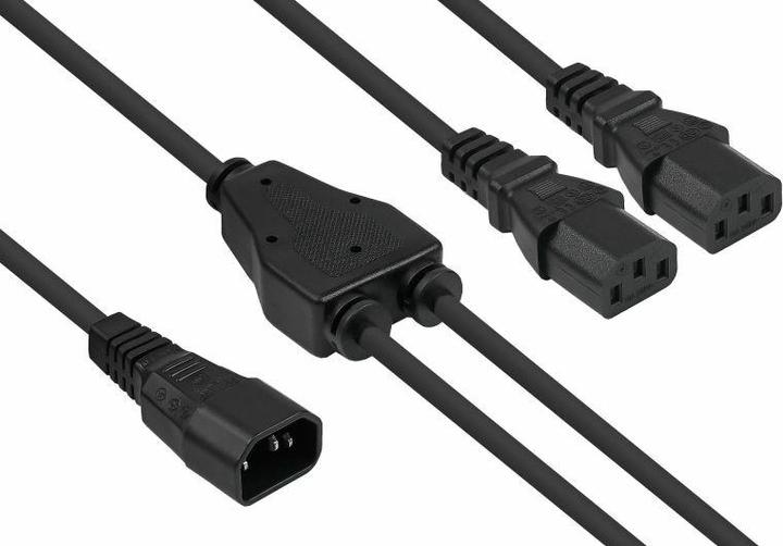 Produktbild Kabelmeister Y-Kaltgeräteverlängerung Kaltgeräte-Stecker C14 an 2x Kaltgeräte-Buchse C13, schwarz (2 m, C14)