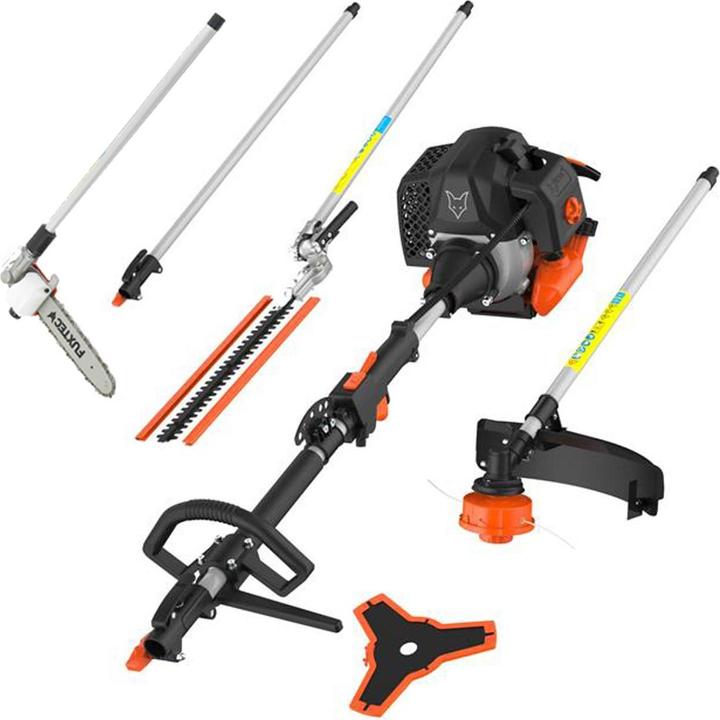 Fuxtec FX-MT252ER Multitool 5in1 Débroussailleuse à essence avec élagueur réglable (FX-MT252ER) (Fils coupe-herbe, Couteaux en plastique)