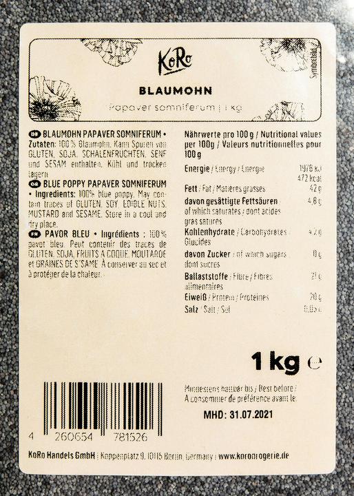 Produktbild KoRo Blaumohn (Papaver somniferum) (1000 g)