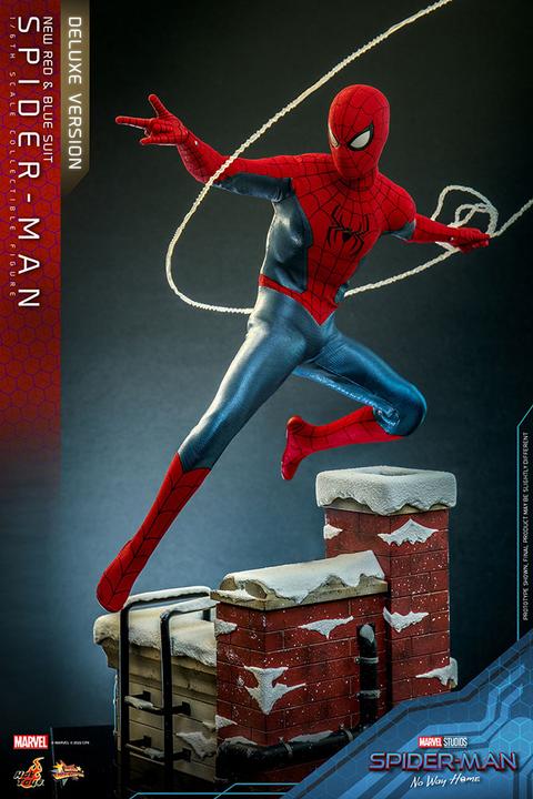 Actual product image Hot Toys Spider-Man: No Way Home figurine Movie Masterpiece 1/6 Spider-Man (New Red and Blue Suit) (Deluxe Ve