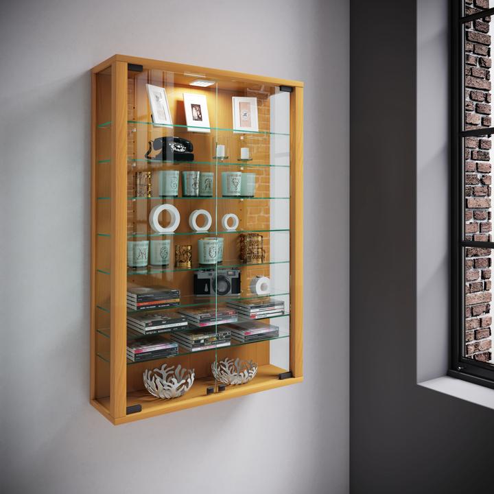 Image du produit VCM Vitrine murale de collection en bois et verre Vitrosa Mini (59 x 18 x 90 cm)