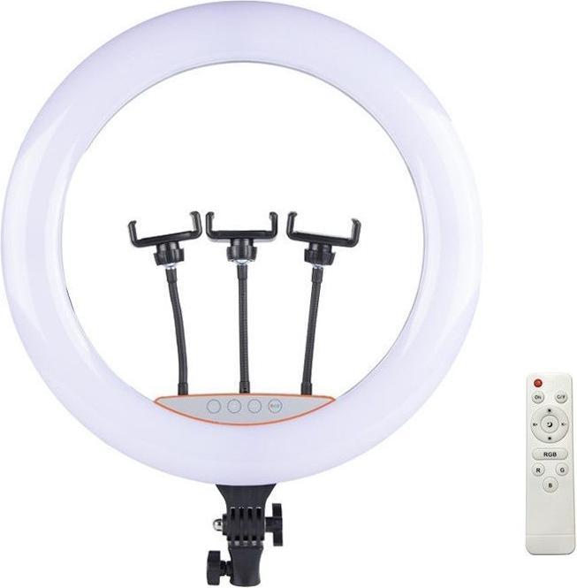 Image du produit iLike Elight SR18 45cm anneau lumineux LED avec 3x support Smartphone + adaptateur 220V + télécommande BT