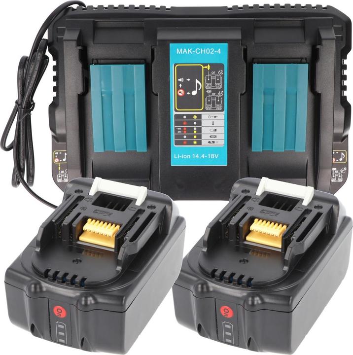 Actual product image AccuCell Power set consisting of 2x BL18500 battery and 2x quick charger for Makita 14.4V, 18V (18 V)