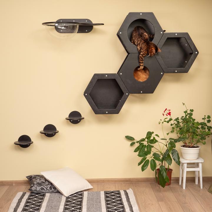 Immagine prodotto Wowhelperco Parete da arrampicata per gatti 8 pezzi (Nero)