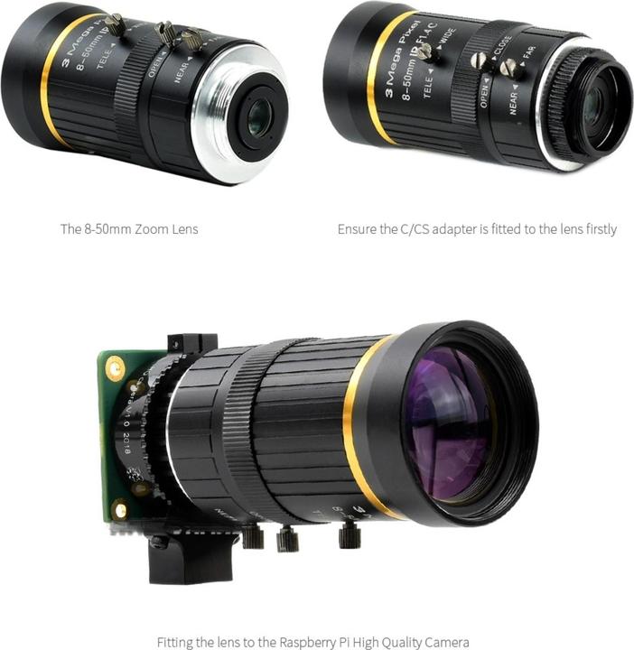 Image du produit WaveShare 8-50mm Zoom Objectif Caméra Module CS-Mount
