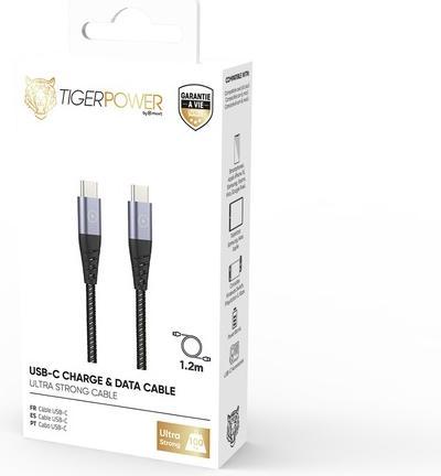 Image du produit Muvit Tiger Cable Ultra Resistant Type C/Type C 1,2m Gris (1.20 m)
