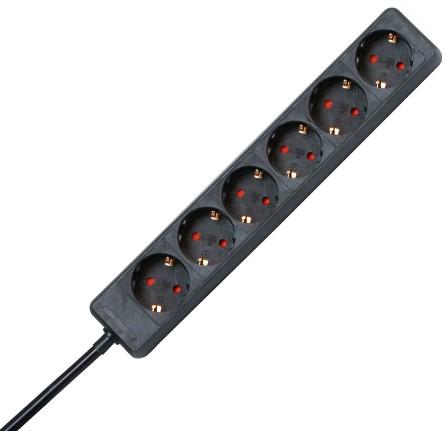 Actual product image Kopp 120615007 Interior 6AC outlet(s) Black (6 x, CEE 7/3, 1.40 m)