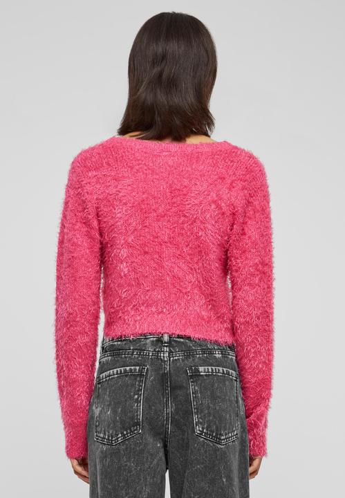 Actual product image Urban Classics Ladies Tied Cropped Feather Cardigan - 117653 (S)