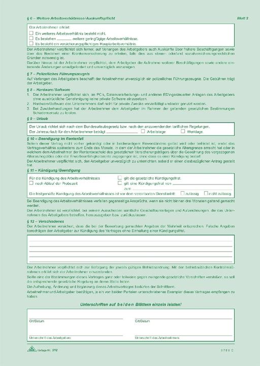 Valeurs nutritives et ingrédients Rnk Contrat de travail pour les travailleurs à temps partiel et à temps réduit, autocopiant (4 x)