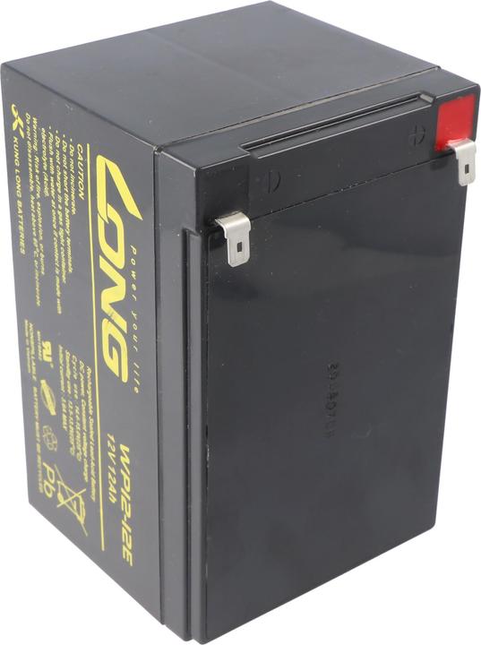 Actual product image Kung Long WP12-12E F2 Cycle-resistant lead-fleece battery, 12Volt, 12Ah with 6.3mm Faston connector (12 V, 12 Ah)
