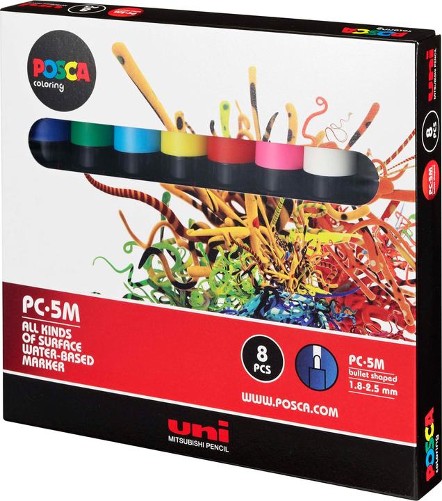 Actual product image Posca Marker PC-5M round tip (Basic colours, 2.50 mm, 8 x)